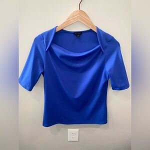 Ann Taylor Blue Knit Boat Neck Short Sleeve Blouse Women’s XS